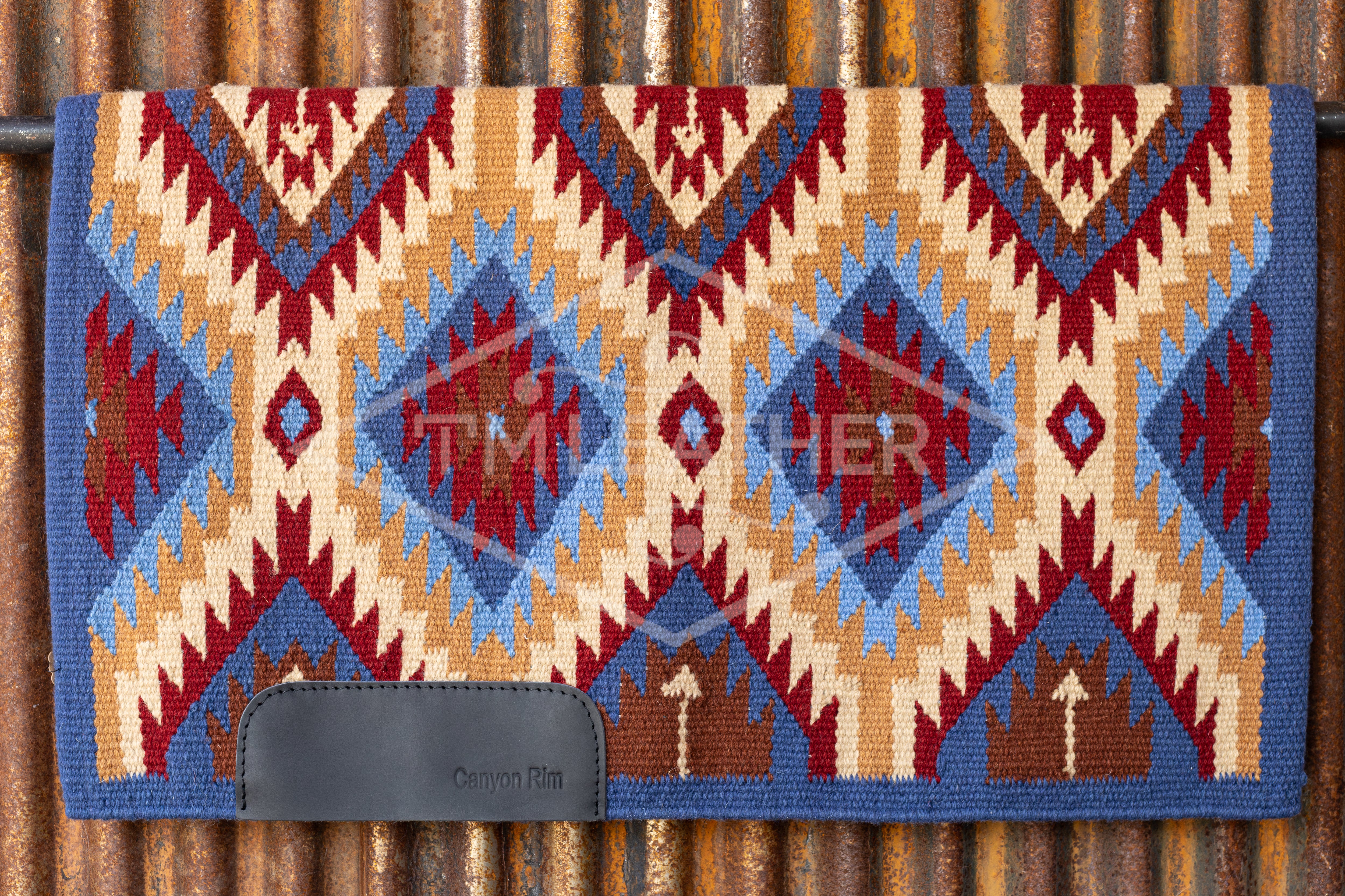 Slate Blue, Light Blue, Red, Tans, & Brown Flat Show Blanket