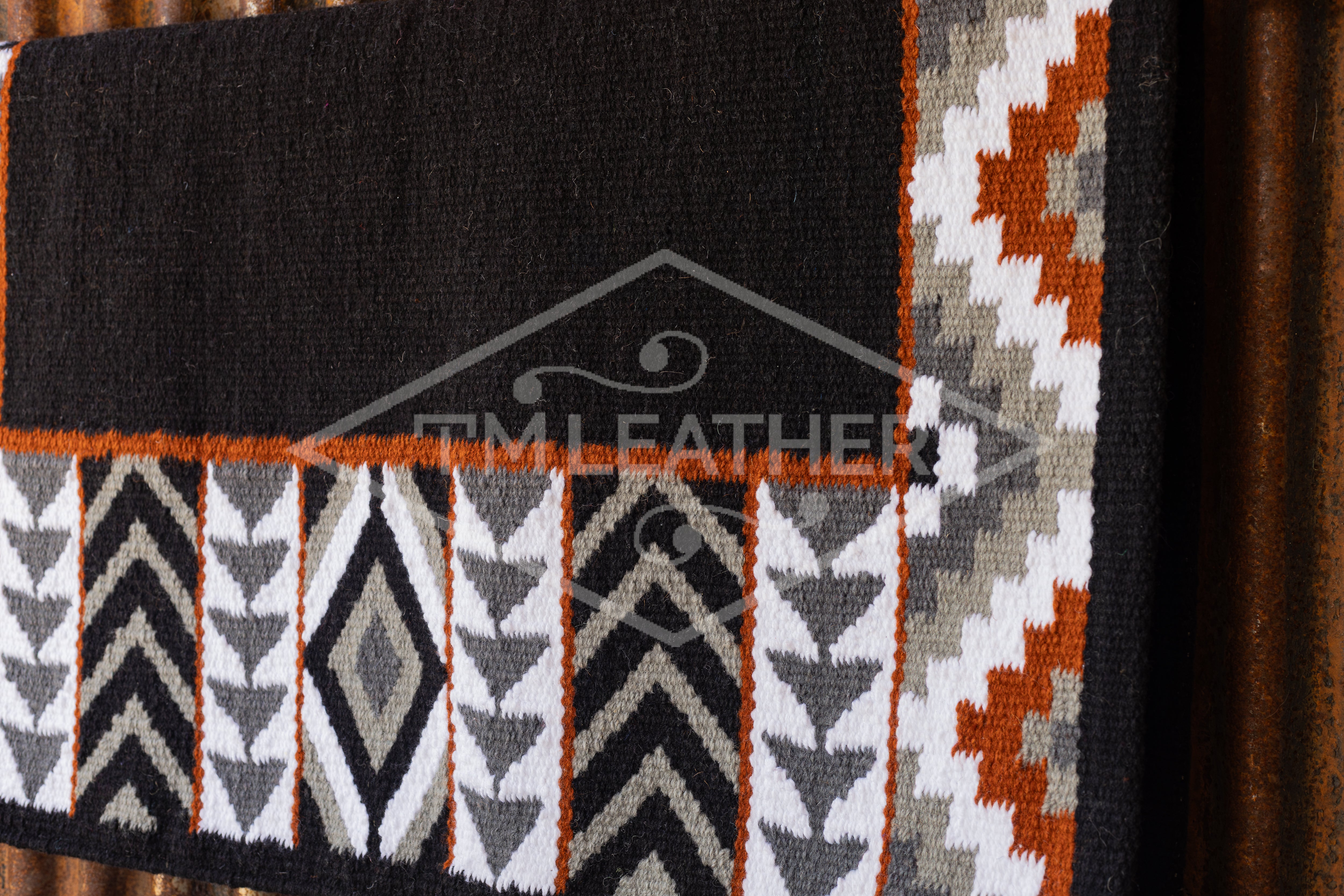 Black, Rust, Dark & Light Grays w/ White Accents Flat Show Blanket