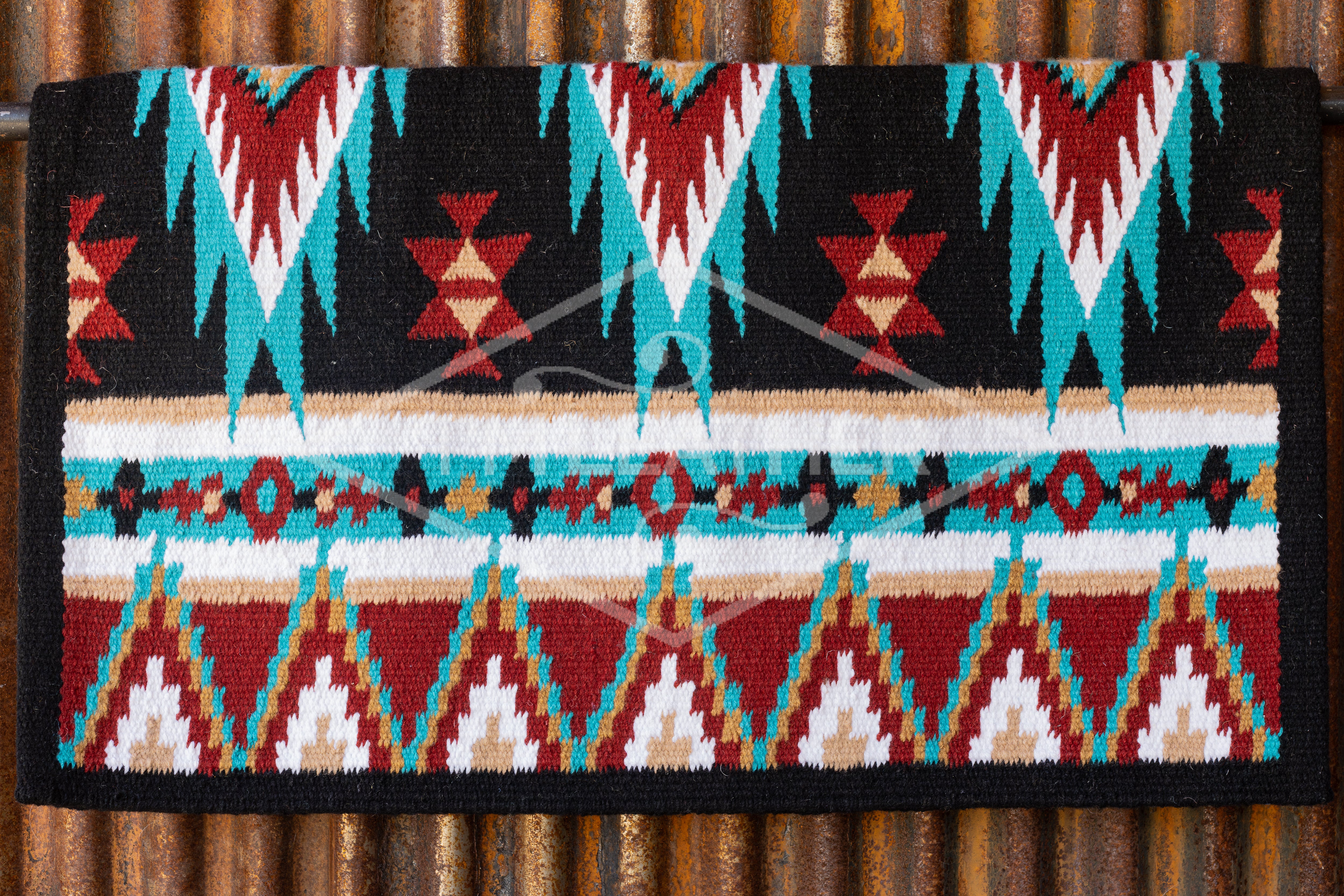 Black, Maroon, Sand, Turquoise w/ White Accents Flat Show Blanket