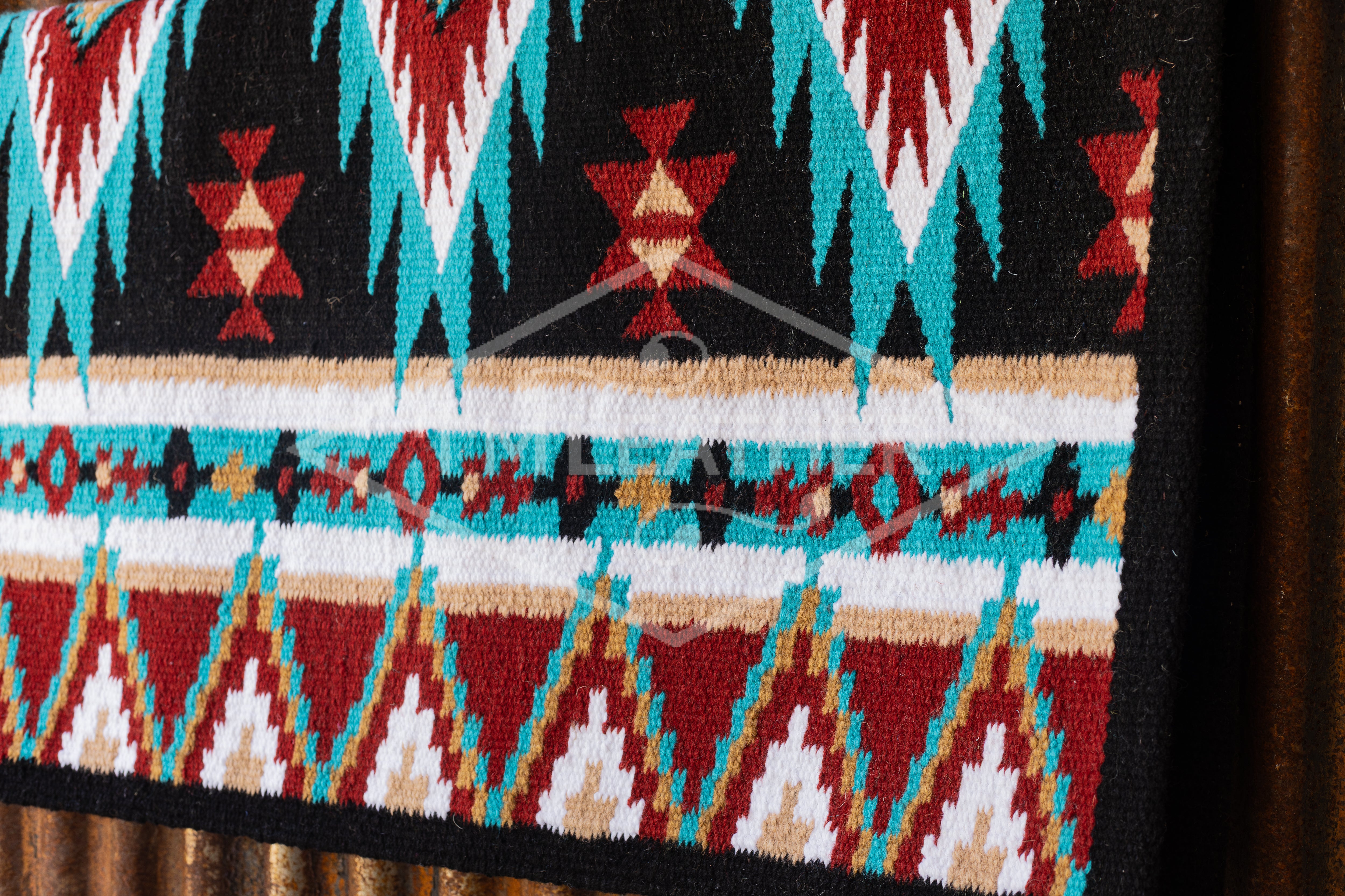 Black, Maroon, Sand, Turquoise w/ White Accents Flat Show Blanket