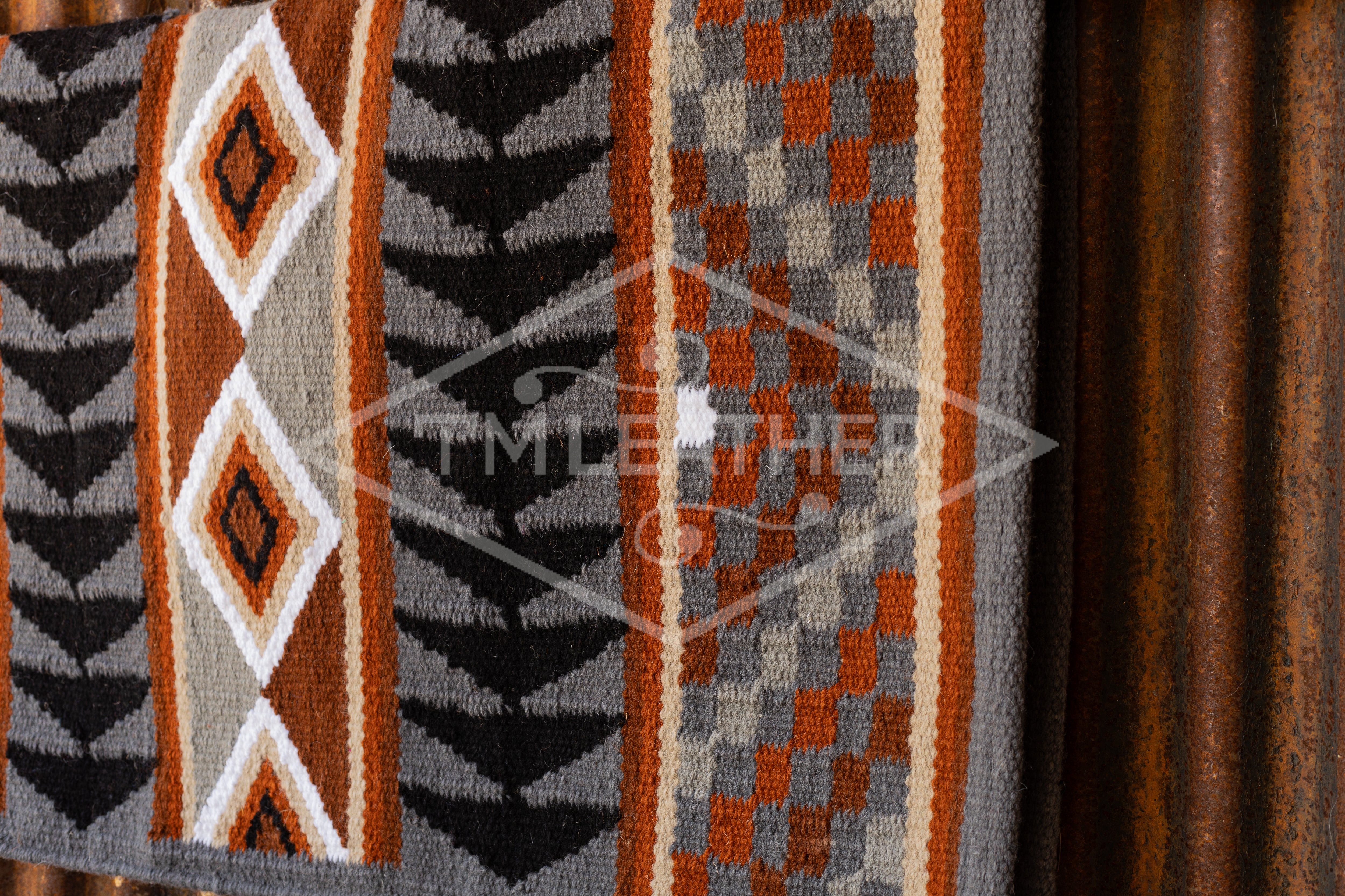 Charcoal Gray, Rust, Brown, Sand, Light Gray, Black w/ White Accents Flat Show Blanket