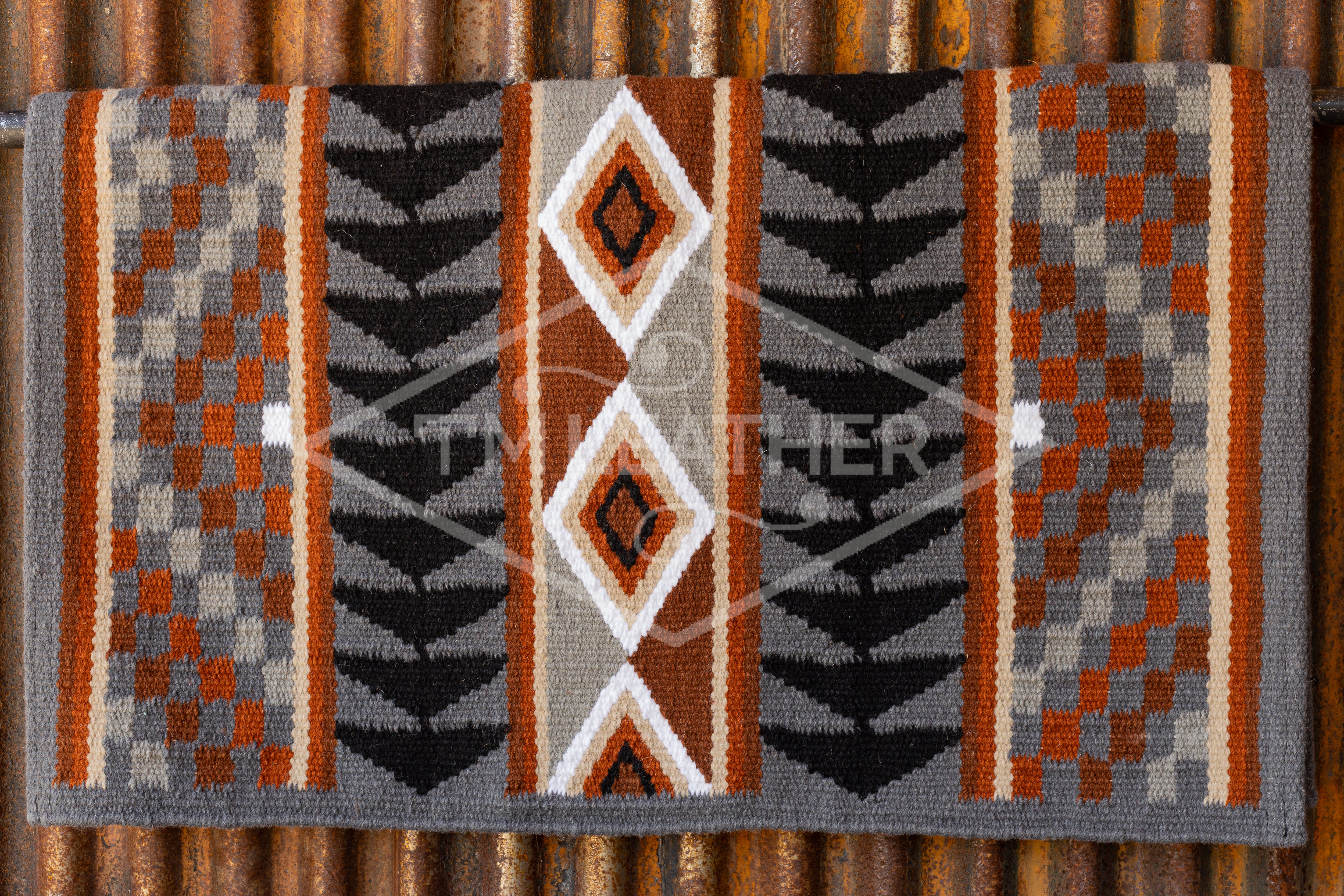 Charcoal Gray, Rust, Brown, Sand, Light Gray, Black w/ White Accents Flat Show Blanket