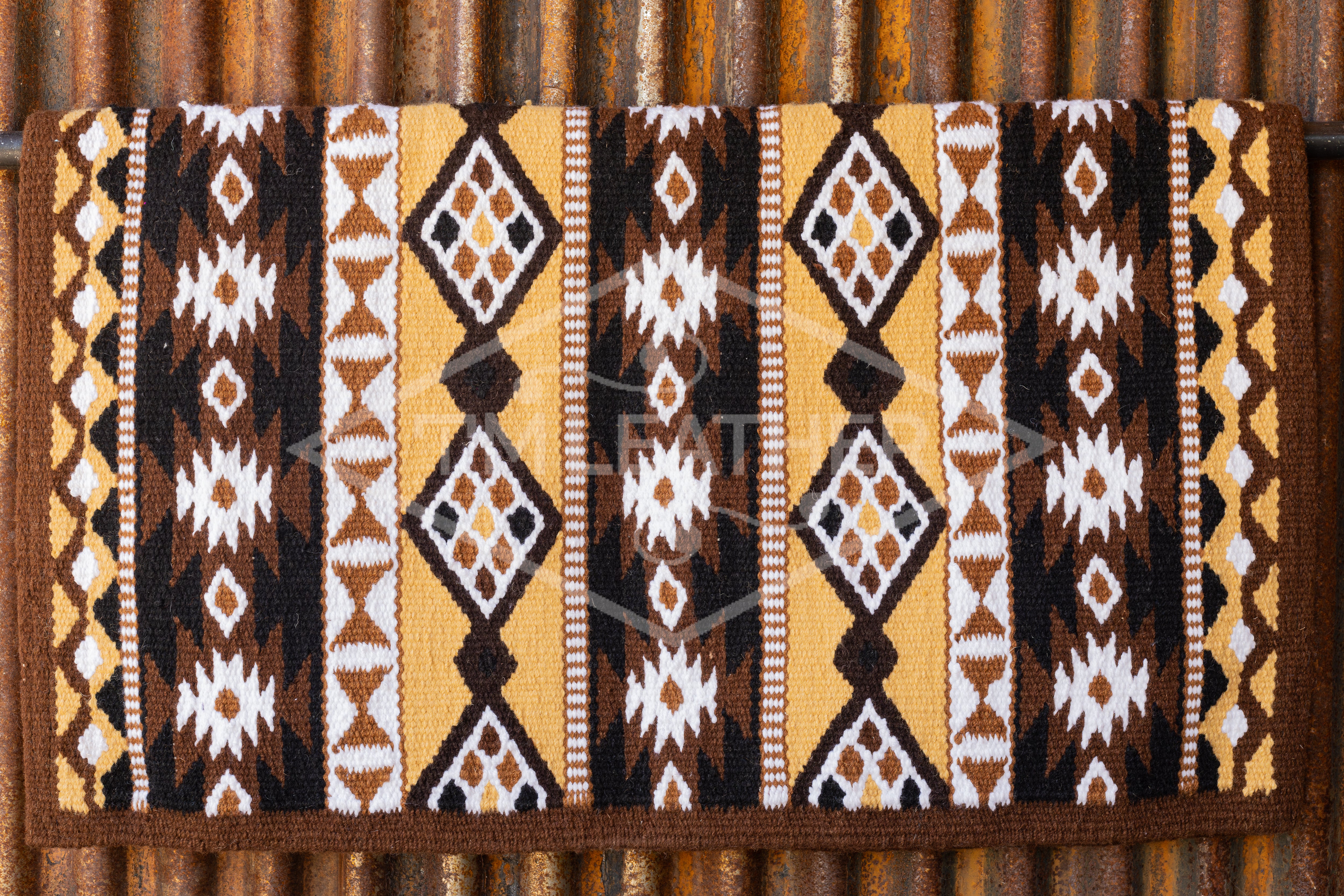 Black, Browns, & Tan w/ White Accents Flat Show Blanket