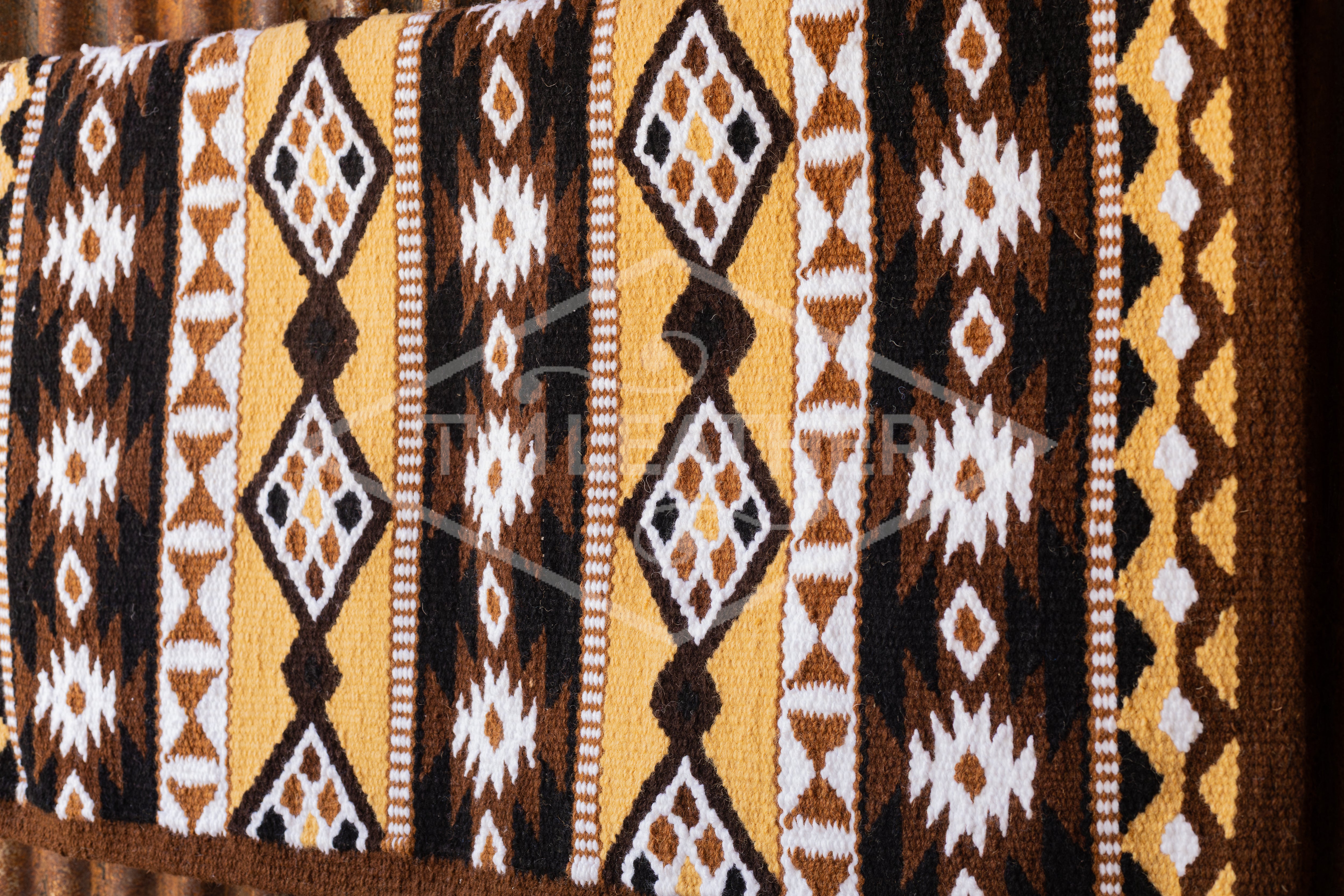 Black, Browns, & Tan w/ White Accents Flat Show Blanket