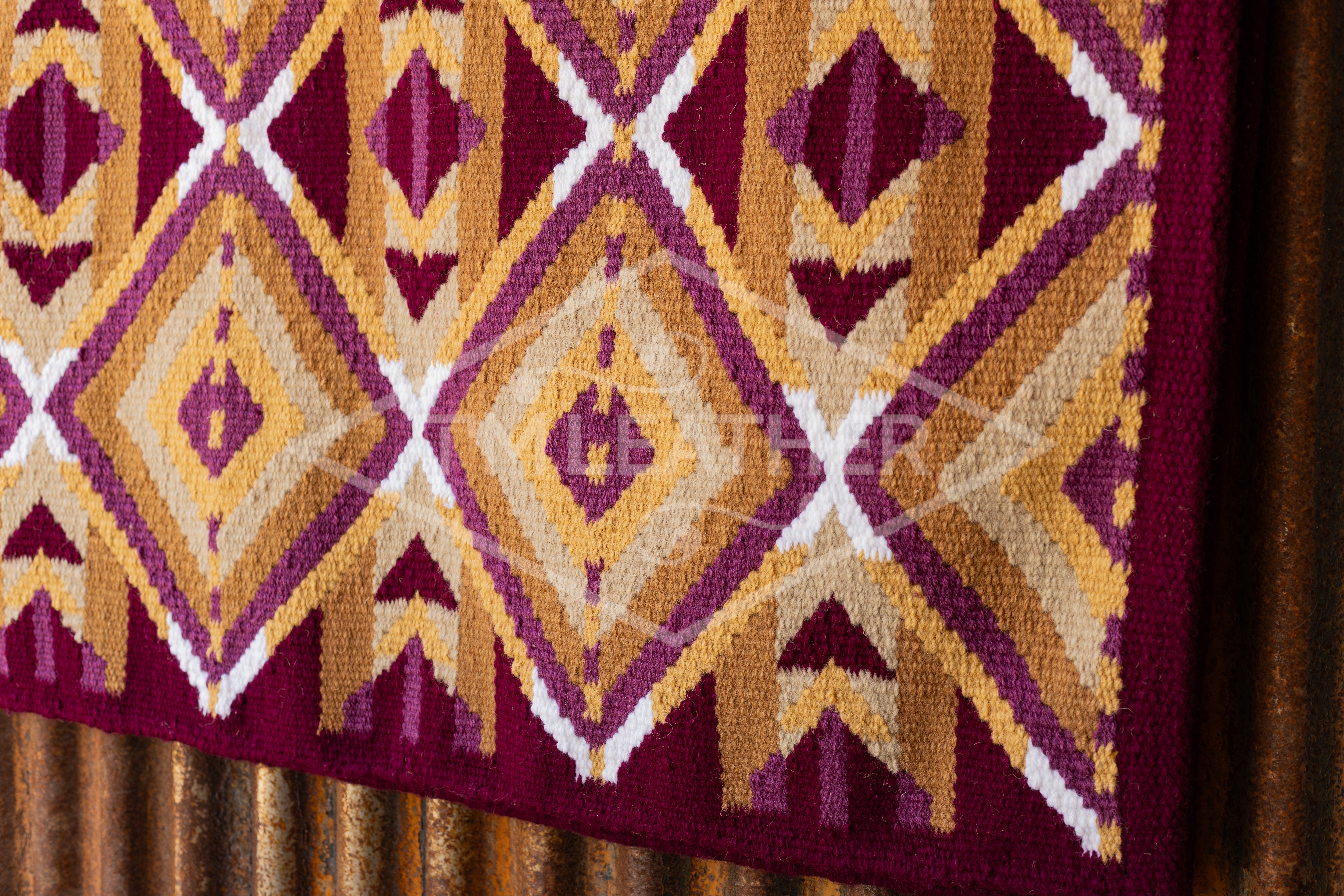 Dark & Light Magenta, Dark & Light Tans w/ White Accents Flat Show Blanket