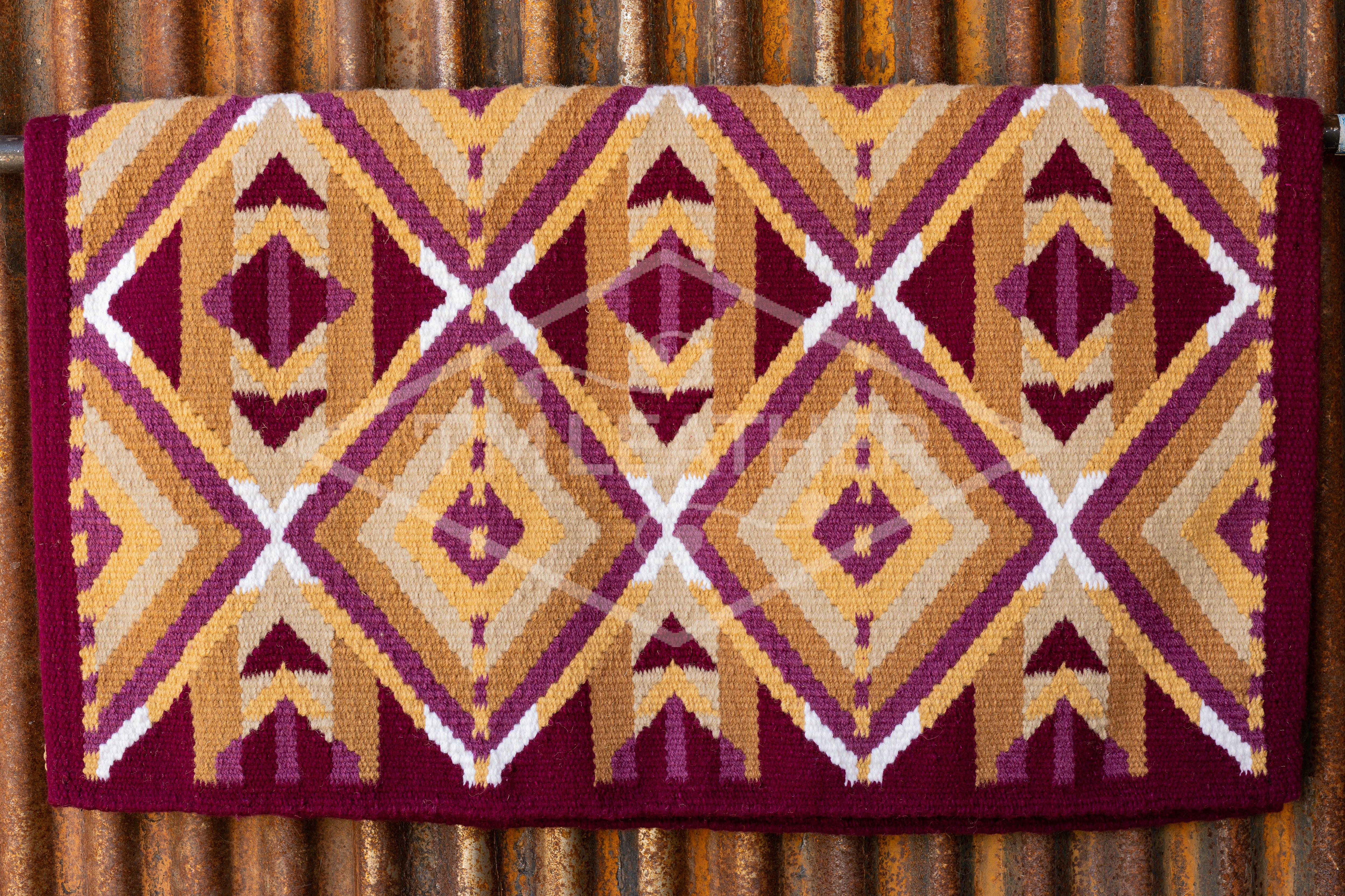 Dark & Light Magenta, Dark & Light Tans w/ White Accents Flat Show Blanket