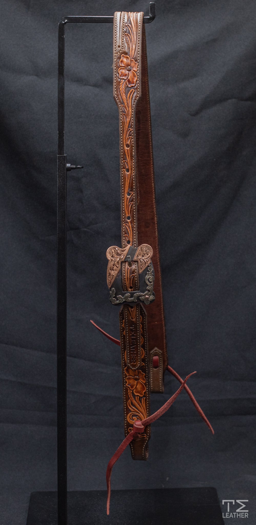 Slit Ear Brown & Light Brown Floral w/ Square Mixed Metal Hardware w/ Copper Accents