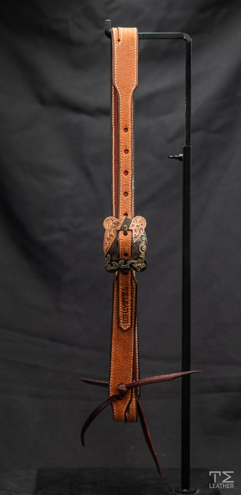 Working Slit Ear Natural Roughout w/ Scalloped Square Steel Buckle w/ Copper Accents