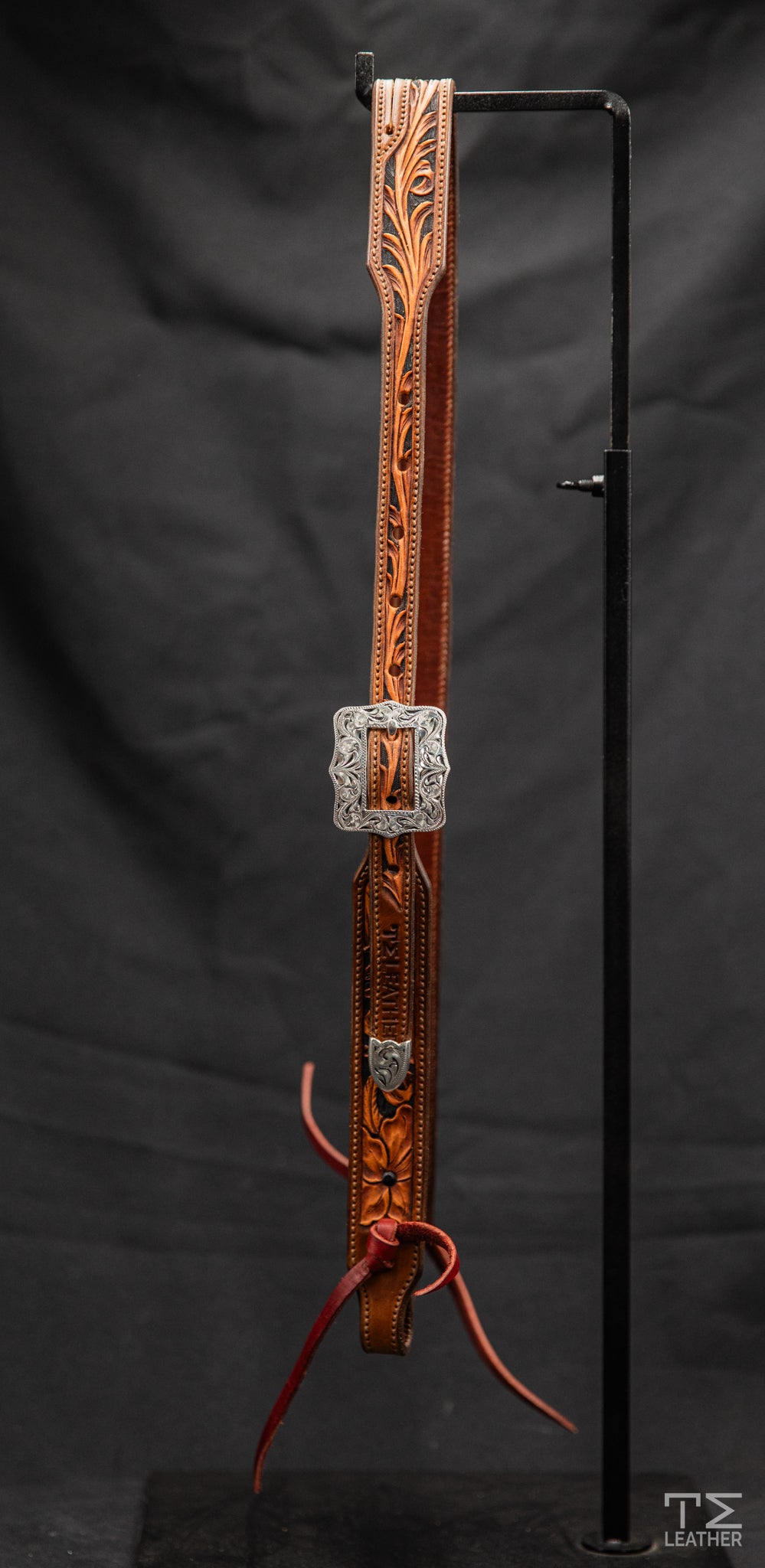 Slit Ear Brown & Black Floral w/ Silver Plated Engraved Hardware