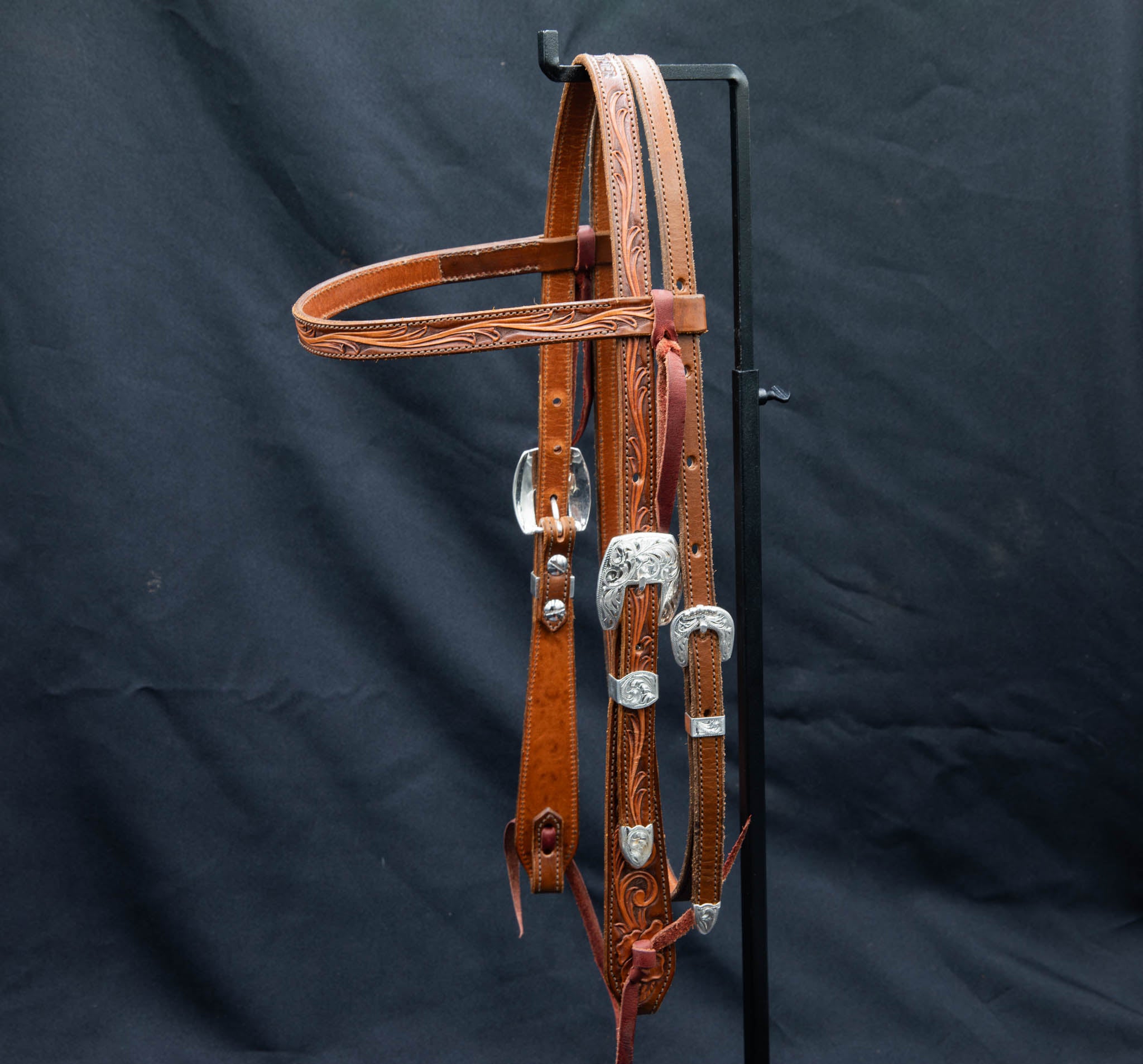 Browband Brown Floral w/ Silver Buckle