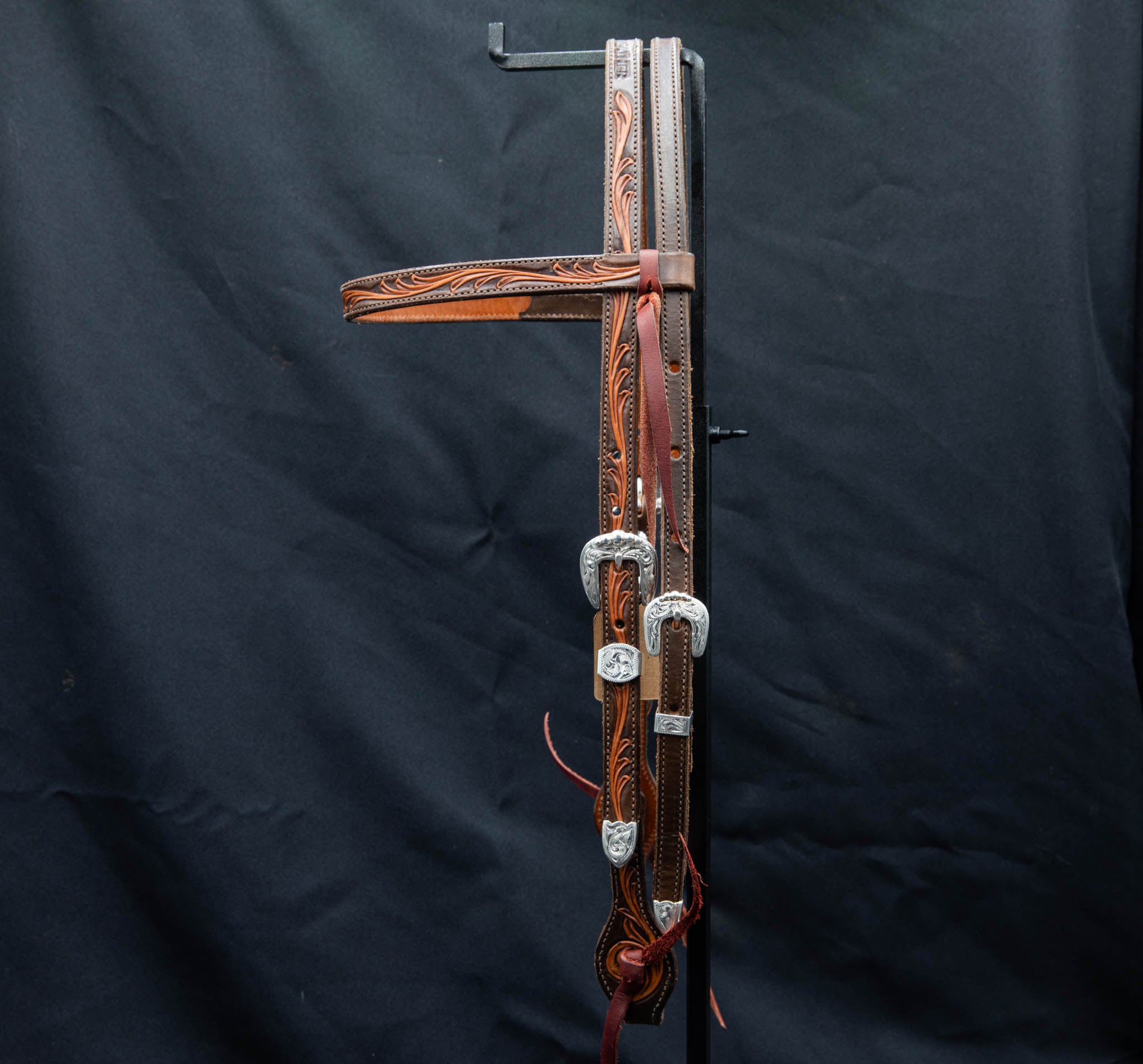 Browband Chocolate & Brown Floral w/ Silver Buckle