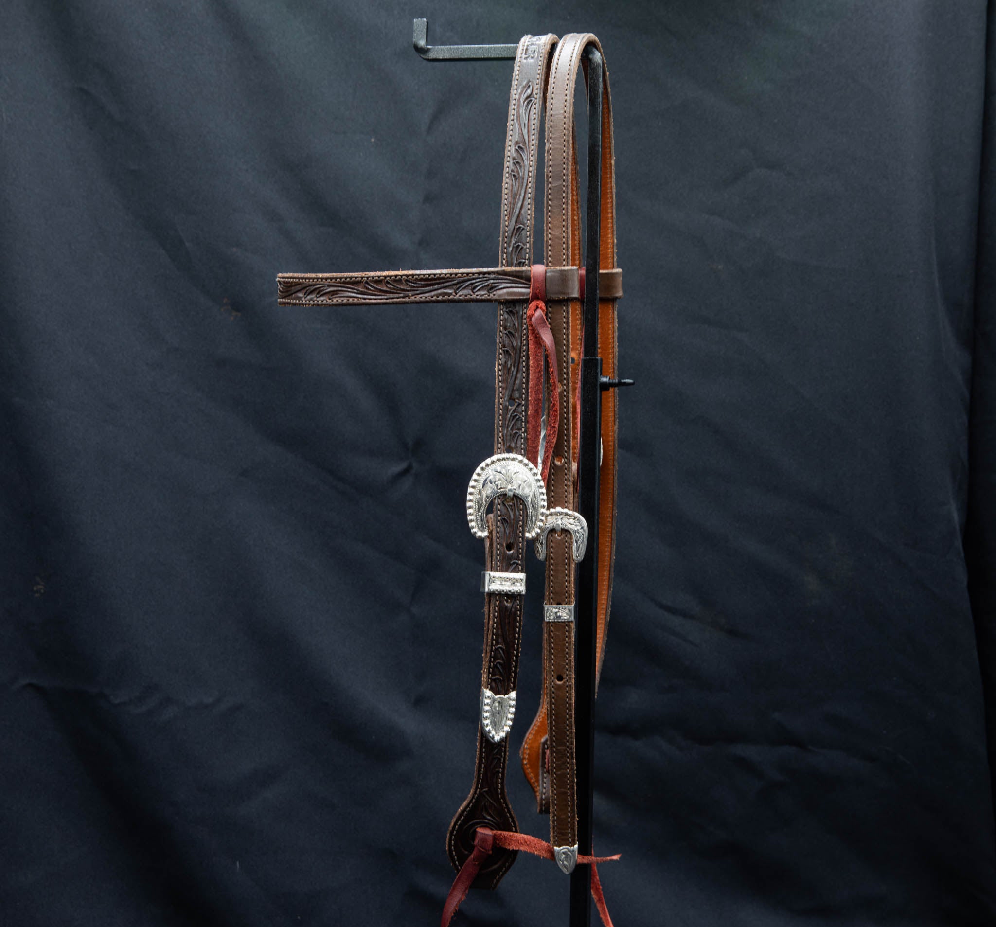 Browband Chocolate Floral w/ Silver Buckle